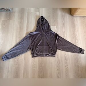 Skims Velour Cropped Hoodie